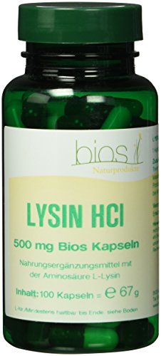 Bios Lysin HCL 500 mg, 100 Kapseln, 1er Pack (1 x 67 g)