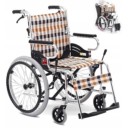 GHBXJX Ultraleicht Rollstuhl Faltbar Leicht Aktivrollstuhl, Rollstühle mit Trommelbremse, Aluminium Rollstuhl für die Wohnung, Reiserollstuhl für ältere und Behinderte Menschen