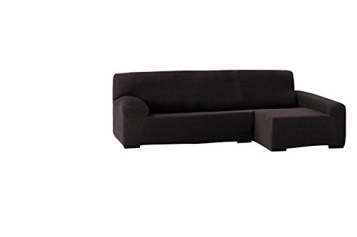 Eysa Teide elastisch Sofa überwurf Chaise Longue rechts, frontalsicht, 240 cm, Polyester-Baumwolle, Braun, 43 x 37 x 14 cm