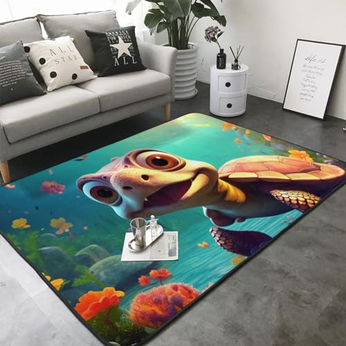 Gerrit 3D-Druck Schildkrötes Teppich Cartoon Cute Tier Kinderzimmer Teppich für Mädchen und Jungen Kinder (3,160x230cm)