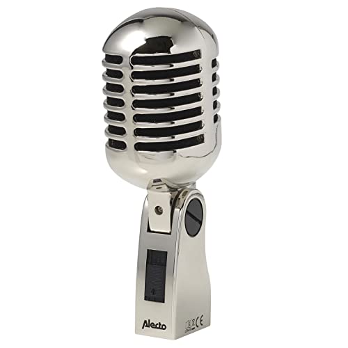 Alecto UDM-60 Dynamisches Gesangsmikrofon - Vintage Gesangsmikrofon - 60Hz-16kHz Frequenzbereich - 5m XLR Kabel - silber