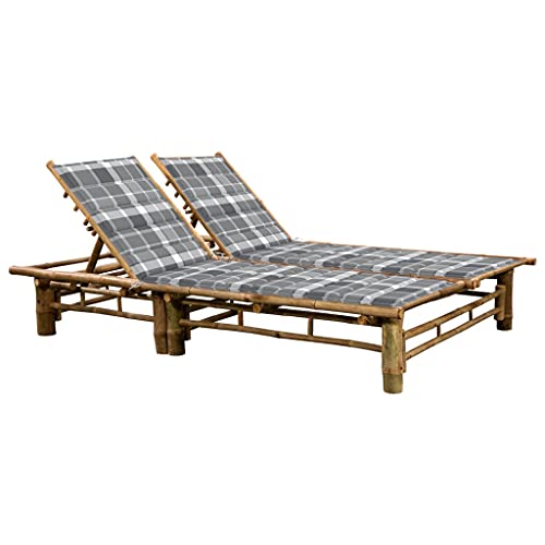 FUDUGEHMIOFWFJJ gartenstühle,relaxsessel,liegestuhl klappbar,2-Personen-Sonnenliege mit Auflagen BambusGeeignet für Garten, Pooldeck, Terrasse, Wohnzimmer