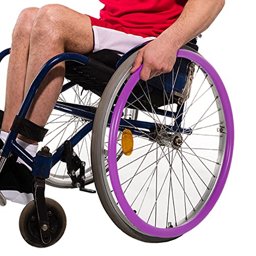 24 Zoll Silikon Rollstuhl-Schiebe-Abdeckungen, Rutschfeste Verschleißfeste Handschiebe-Abdeckung, Rollstuhl-Handrim Abdeckungen, Rollstuhl-Hinterradabdeckung für Verbesserung der Griffigkeit (24 Zoll, lila)