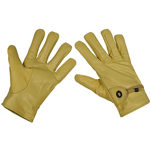 MFH Western-Fingerhandschuhe, beige, Leder, Bandzug, gefütt. - XXL