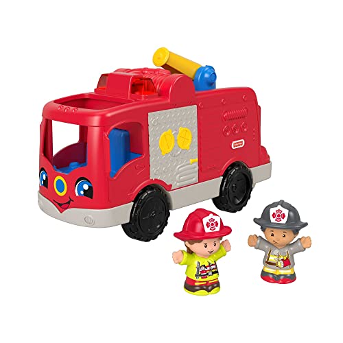 Fisher-Price Lernspielzeug Little People Feuerwehr-Auto, bilingual, mit 2 Figuren und Sound