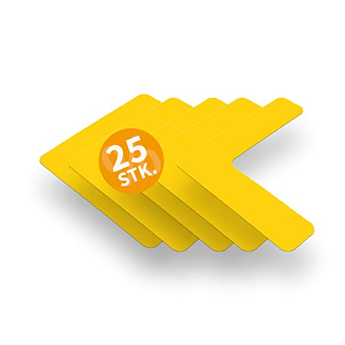 Betriebsausstattung24 Stellplatzmarkierung zur Lagerplatzkennzeichnug | TYP L-Stück | PVC selbstklebend | sofort befahrbar | 25 Stück (VE) (5,0/20,0 x 20,0, gelb)