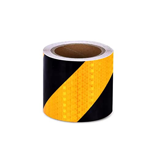 YUMIN Reflektorband Reflektierendes Band 10cm × 10m Wasserdichtes Warnband Selbstklebendes Sicherheitsband Für Auto LKW Motorrad Anhänger,Black Yellow