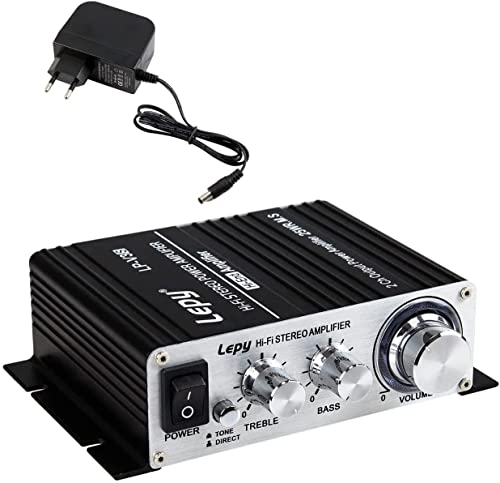 Fasizi LP-V3S Hi-Fi-Stereo-Endstufe 2 Ch 25WR.M.S Lautsprecher mit 3,5 mm Audioeingang, 3,5 mm MP3-Buchse mit 3 A Netzteil für Computer, MP3-Player etc. - Schwarz