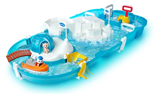 Aquaplay 8700001522 Polar-Wasserbahn mit Eisberg, Stausee und Rampe für einen Wasserfall, inklusive Spielfigur Olivia mit Farbwechsel-Funktion, für Kinder ab 3 Jahren, Türkis