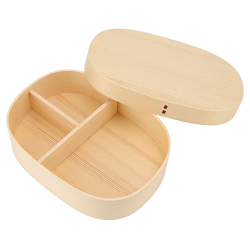 Bento-Box, japanischer Stil, tragbar, klare Textur, Zedernholz, Holz-Bento-Box mit Riemen für Picknicks, Wandern, Klettern
