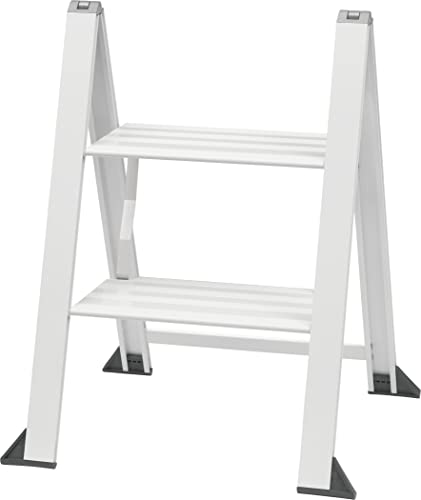 WIBE LADDERS Vikingstep MIDI Trittleiter Colour Weiss, 3169011, Extrem Kompakte Aluminium Klapptrittleiter 480 cm Höhe