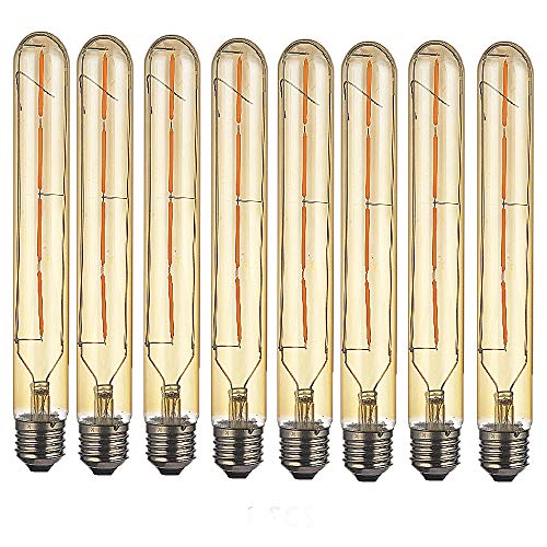 OUGEER 8er Edison Vintage Röhrenlampe E27 4W T30-225 Reagenzglas Flöte Glühlampe Rohr,AC 220-240V,E27 T30 LED Filament Glühbirne Warmweiß(2300K)