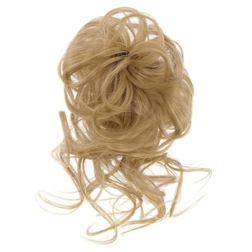 Unordentliches Dutt-Haarteil, lockiges gewelltes Haargummi für Frauen, unordentliches Dutt-Haarteil, zerzauste Hochsteckfrisur, elastisches Haarband, Haarknoten für Frauen (Farbe: 003)