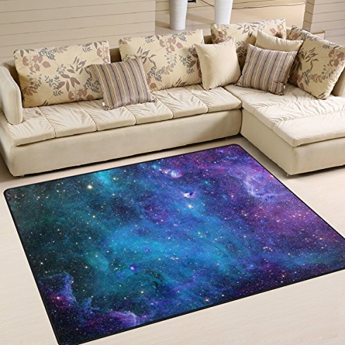 Galaxy Stars naanle rutschfeste Bereich Teppich für Dinning Wohnzimmer Schlafzimmer Küche, 50 x 80 cm (7 x 2,6 m), abstrakt, Kinderzimmer-Teppich Boden Teppich Yoga-Matte, multi, 150 x 200 cm(5' x 7')