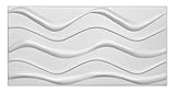 10qm / 3D Wandpaneele Wandverkleidung Deckenpaneele Platten Paneele BIG WAVE Weiß POLYSTYROL MATERIAL (10qm = 20Stück)