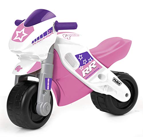 FEBER Famosa 800008174 MotoFEBER Racing - Laufräder mit Helm, für Mädchen von 18 Monaten bis 3 Jahren, violett