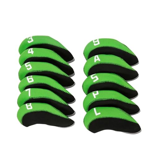 11-teilige Golfschlägerkopfhüllen, Putter-Schlägerhauben-Set, Outdoor-Sport, Golfzubehör, Schlägerhaube, passend for alle Marken (Color : Green)
