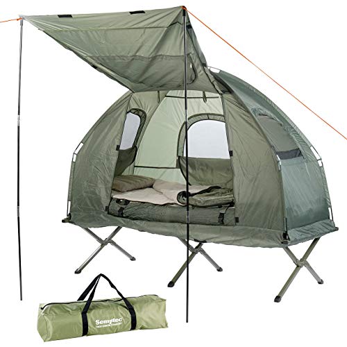 Semptec Urban Survival Technology 4in1-Zelt mit Feldbett, Schlafsack und Matratze, 1.200 mm Wassersäule