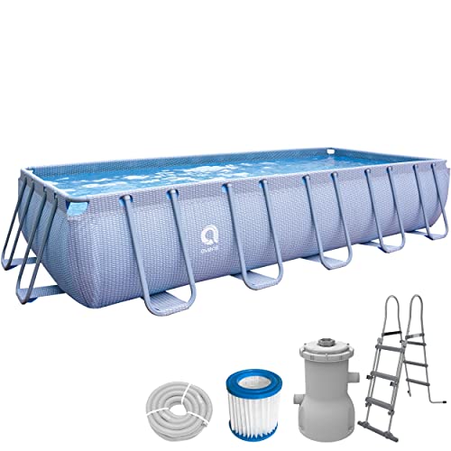 Avenli Pool 540 x 250 x 100 cm Stahlrahmen Aufstellpool Komplettset mit Leiter Filterpumpe Schläuche und Filterkartusche Framepool rechteckig Swimming Schwimmbecken