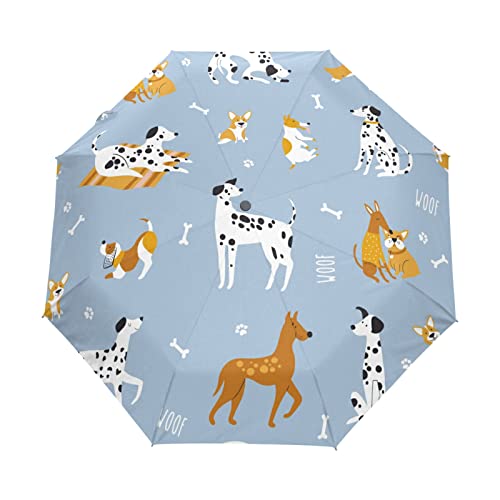 Pferd Baby Cartoon Blau Regenschirm Taschenschirm Auf-Zu Automatik Schirme Winddicht Leicht Kompakt UV-Schutz Reise Schirm für Jungen Mädchen Strand Frauen