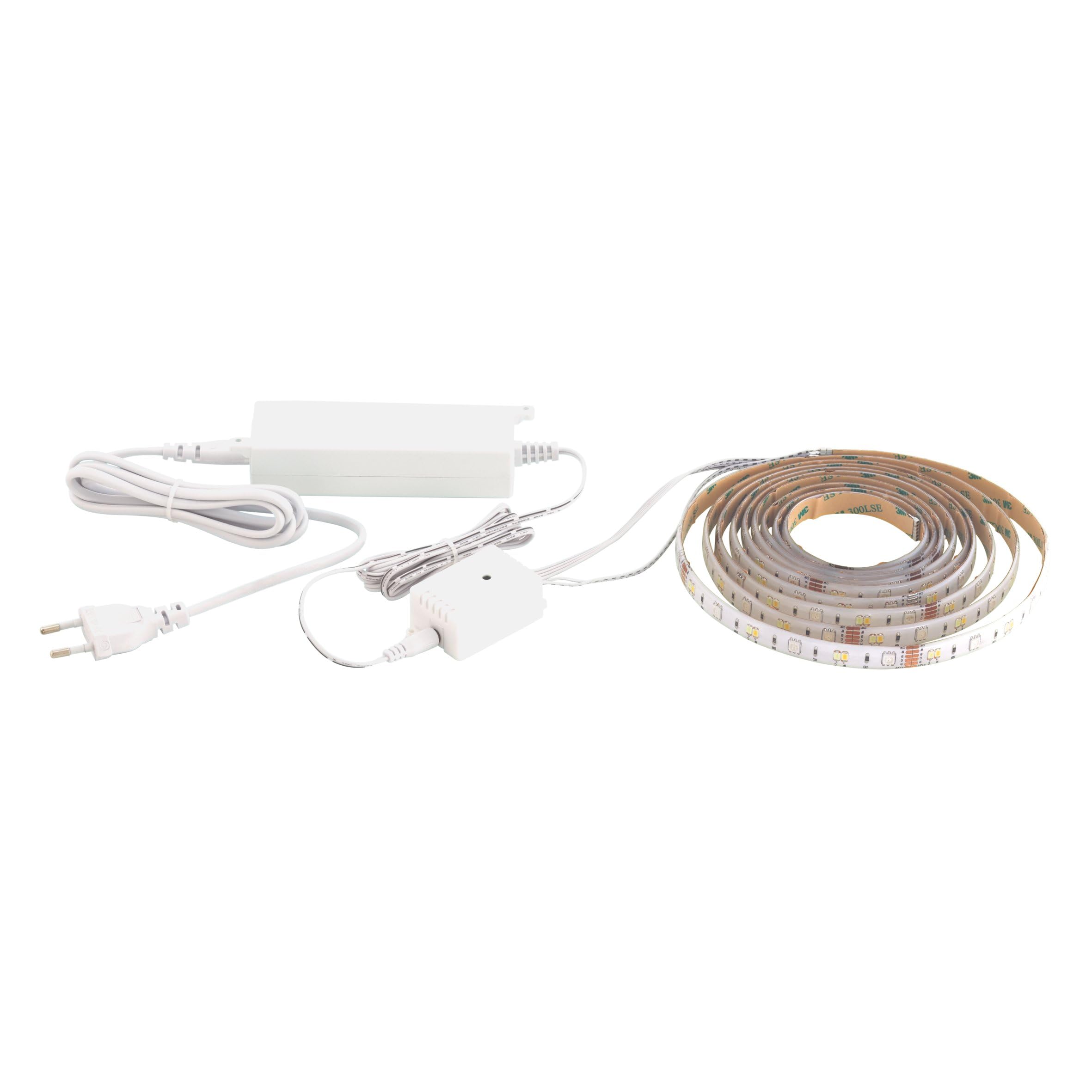 EGLO connect LED Band STRIPE-C, Smart Home Leuchtband, RGB Band selbstklebend und kürzbar, Kunststoff in Weiß, dimmbar, Weißtöne und Farben einstellbar, Beleuchtung Wohnzimmer, Länge 5m