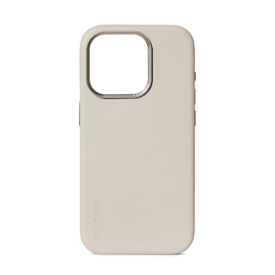 DECODED Lederhülle für iPhone 15 Pro Max (6,7 Zoll), schützende und stoßfeste Hülle, Premium echtes europäisches Anilin-Leder, MagSafe kompatibel, Mikrofaserfutter, Lehmbeige