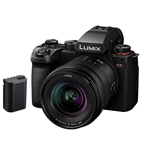 Panasonic LUMIX DC-S5M2 S5II Vollformat-Kameragehäuse mit 20–60 mm F3,5–5,6 Objektiv, L-Mount, Spiegellos, Phasen-Hybrid-AF, 6K 30p & 4K 60p Video Aufnahme, mit Zusatzakku DMW-BLK22, Schwarz