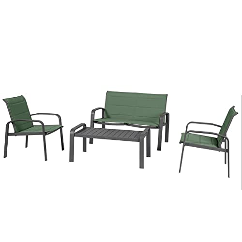 Sitzgruppe "Elyn" 4-Sitzer hellgrün graphit