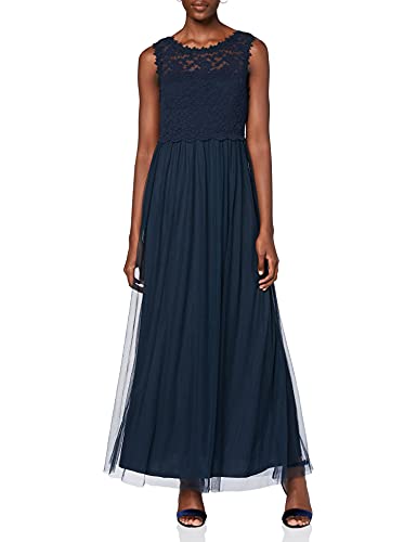 Vila NOS Damen Vilynnea Maxi Dress - Noos Partykleid, Blau (Total Eclipse), (Herstellergröße: 40)