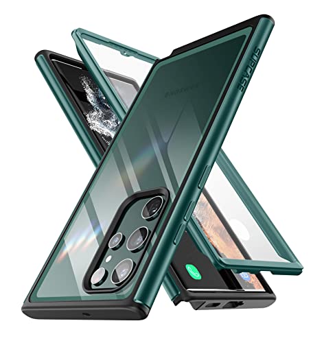SupCase Bumper Case für Samsung Galaxy S22 Ultra (6.8'') 5G Hülle Hartplastik Handyhülle 360 Grad Schutzhülle Rugged Cover [Edge Pro] mit Displayschutz 2022 Ausgabe (Peacock)