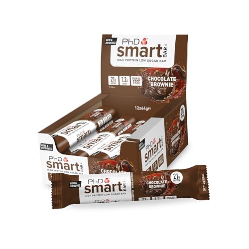 PhD Nutrition Smart Bar, Proteinriegel mit viel Eiweiß und wenig Zucker, Geschmack: Schokoladen Brownie, 20g Eiweiß, 64g Riegel (12er Packung)