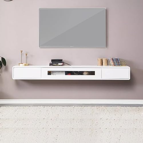 XRRJFYH Lowboard Hängend TV Board Holz Fernsehtisch Fernseher Schrank TV Schrank TV Table TV Bank Wohnzimmer TV Cabinet (Color : Wit, Size : 160CM/63IN)