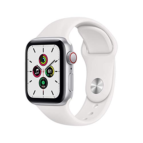 Apple Watch SE GPS + Cellular, 40 mm silbernes Aluminiumgehäuse mit weißem Sportband (Generalüberholt)