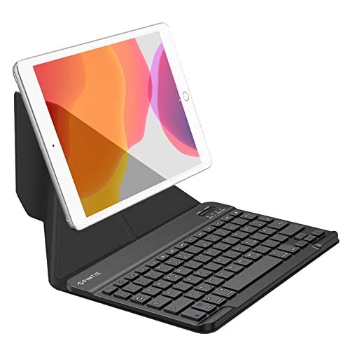 Fintie Tastatur Hülle für iPad / iPhone Serie - Ultraleichte Schutztasche mit Standfunktion und Magnetisch Abnehmbarer Bluetooth Tastatur mit QWERTZ Layout (10 Zoll), Schwarz