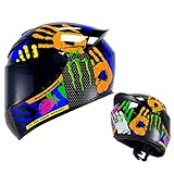 Motorradhelme Full Face Moped Street Helm mit dunklem Visier für Erwachsene, Jugendliche, Männer und Frauen DOT/ECE-geprüft,B,XXL