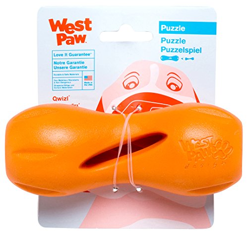 West Paw Zogoflex Qwizl Interaktives Leckerli-Spielzeug für Hunde, Small, Tangerine