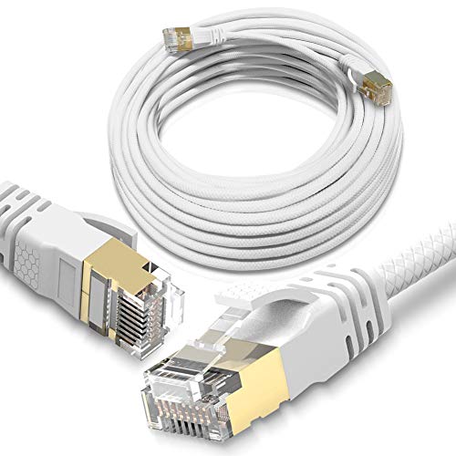 Cat8 Cat8.1 Netzwerkkabel 2m 5m 7m 10m 15 m Patchkabel Internet Ethernet LAN DSL Netzwerk F/FTP Kabel vergoldet Weiss, Farbe:Weiß, Länge:15 m