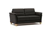 CAVADORE Leder 3er-Sofa Palera / Landhaus-Couch mit Federkern + massiven Holzfüßen / 179 x 89 x 89 / Leder Dunkelbraun