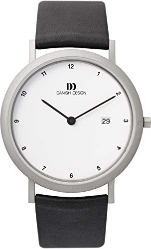 Danish Design Herren-Armbanduhr XL Analog Quarz Leder 3316313,Schwarz/Weiß
