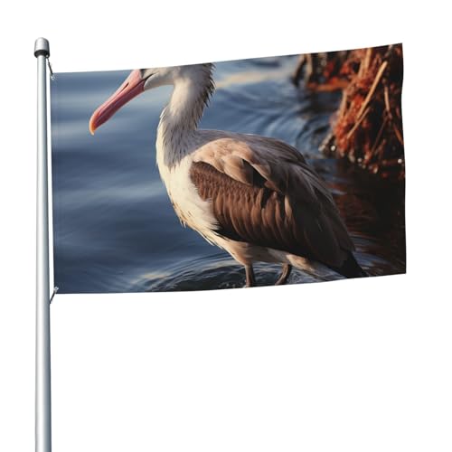 Flagge Vogel im See, 1,5 x 2,4 m, Banner Dekoration mit 2 Ösen, Außendekorationen, HD-Druck, 200D, strapazierfähiges Polyester-Banner für Urlaub, Hof, große Flaggen für Innen- und Außendekoration