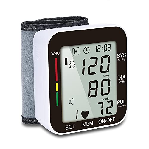 OrangeClub Blutdruckmessgerät Handgelenk Bp Monitor Große LCD-Anzeige Blutdruckmaschine Einstellbare Handgelenkmanschette mit Stimme 5.31-7.68inch (schwarz)