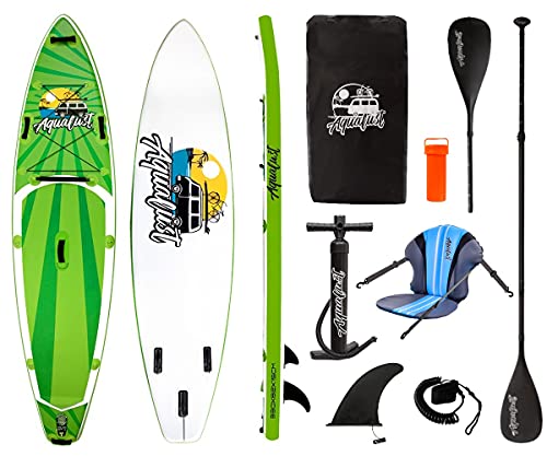 AQUALUST 10'8" Cruiser SUP Board Stand Up Paddle ISUP mit Kajakpaddel, Kajaksitz und Leash