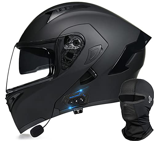Motorradhelm Modulare Klapphelm Mit Bluetooth Integrierter Bluetooth ECE/DOT Genehmigt Motorrad Full Face Helm Rollerhelm Anti-Fog-Doppelspiegel Sturzhelm FüR Damen Herren J,L=(57-58CM)