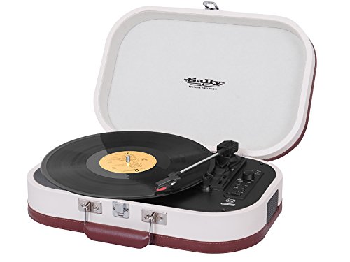 Trevi TT 1020 BT, 33, 45 und 78 RPM Vinyl-Plattenspieler, Tragbarer Plattenspieler mit Kabelloser Verbindung, MP3, USB und Kodierfunktion, mit Integrierten Stereo-Lautsprechern, Vintage-Modell, Beige