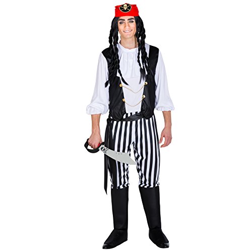 TecTake dressforfun Herrenkostüm Pirat Captain | Hose mit integrierten Stiefelstulpen + Bandana & Bindegürtel | Seeräuber Verkleidung (M | Nr. 300697)
