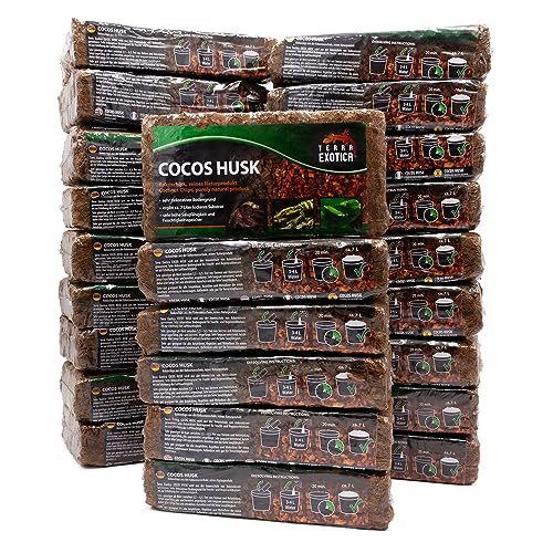 Cocos Husk Brick ca. 500g - gepresster, grober Humusziegel als Terrarienboden für Reptilien und Amphibien, 1 Ziegel ergibt ca. 7 Liter lockeres Substrat (24 Stück - 168 Liter)