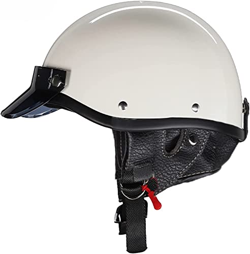 Halbschalenhelm Motorrad-Helm,Roller German Style Helm Mit Visier Einstellbar Schnellverschluss-Gurt,DOT/ECE-Zulassung Chopper Biker Moped Halbhelme (Color : O, Größe : L=57-58cm)