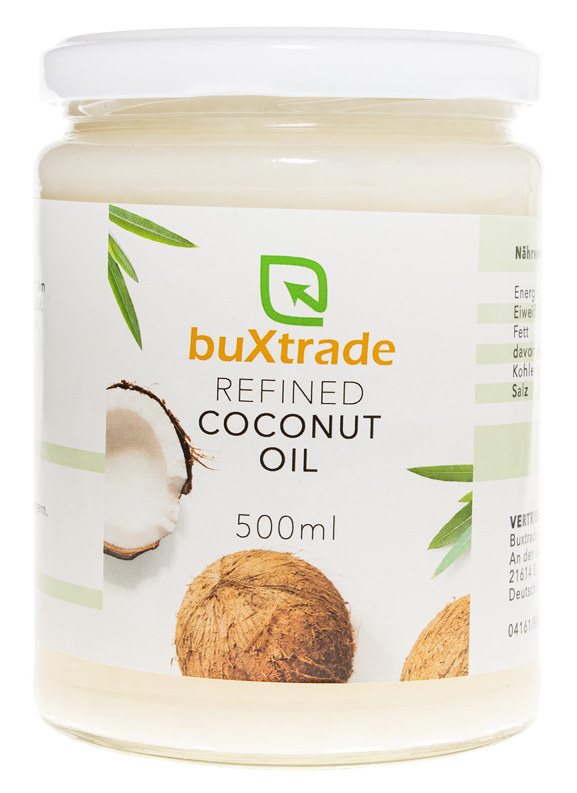 5 Gläser (5x500ml) Refined Coconut Oil - Kokosnussöl Öl Kochen Kokosnuss Kokosöl Kokosfett