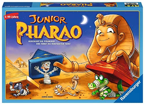 Ravensburger 21435 - Junior Pharao - Gesellschaftsspiel für die ganze Familie, Junior Version, Spiel für Erwachsene und Kinder ab 5 Jahren, für 2-4 Spieler - Schätze suchen