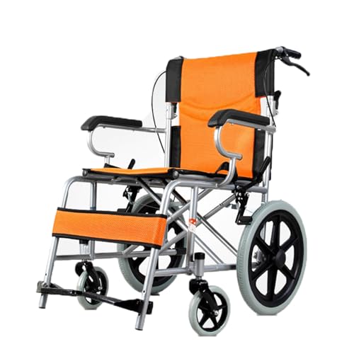 Leichtgewichtiger Rollstuhl Outdoor Langlebiger Selbstfahrender Rollstuhl Behinderte Bequemer Komfortabler Scooter,Orange